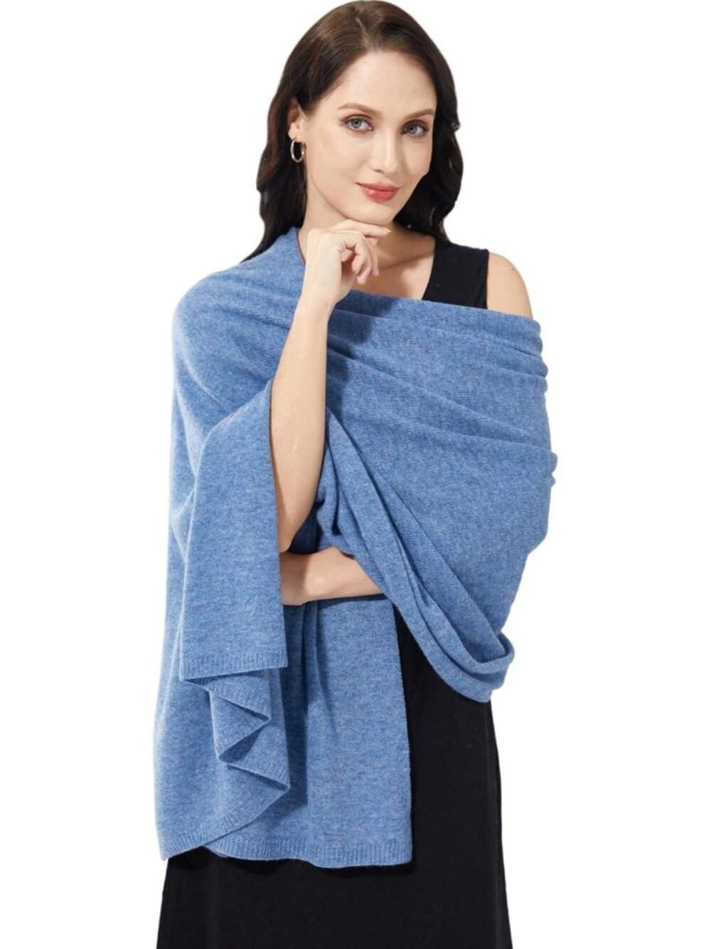 〽️Women's Cashmere Shawl Blue Wedding Classic Winter Shoulder Wrap 87"x28"